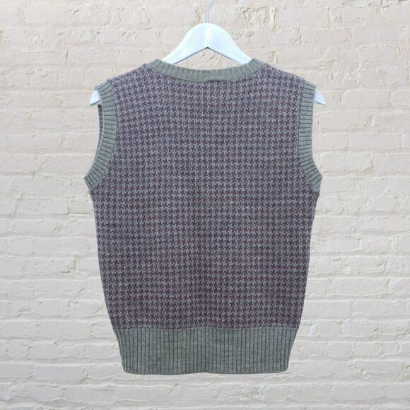 Vintage Wool Vest Purple Cream Patterned Knit David Brett Size XS/S - Picture 3 of 11